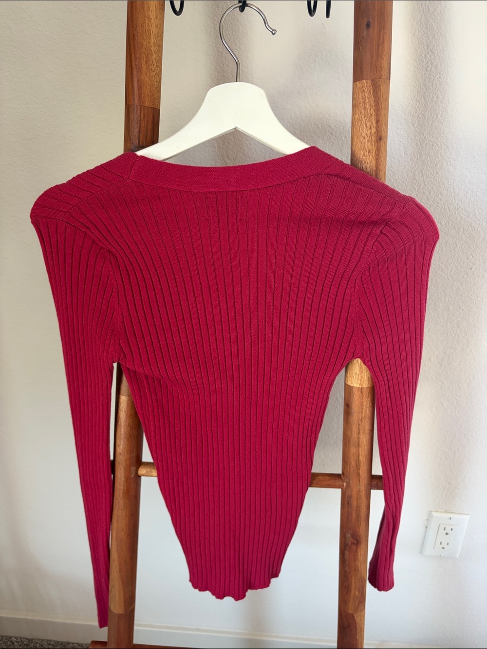 ASOS Ribbed V-Neck Tie-Front Sweater - Picture 2 of 2